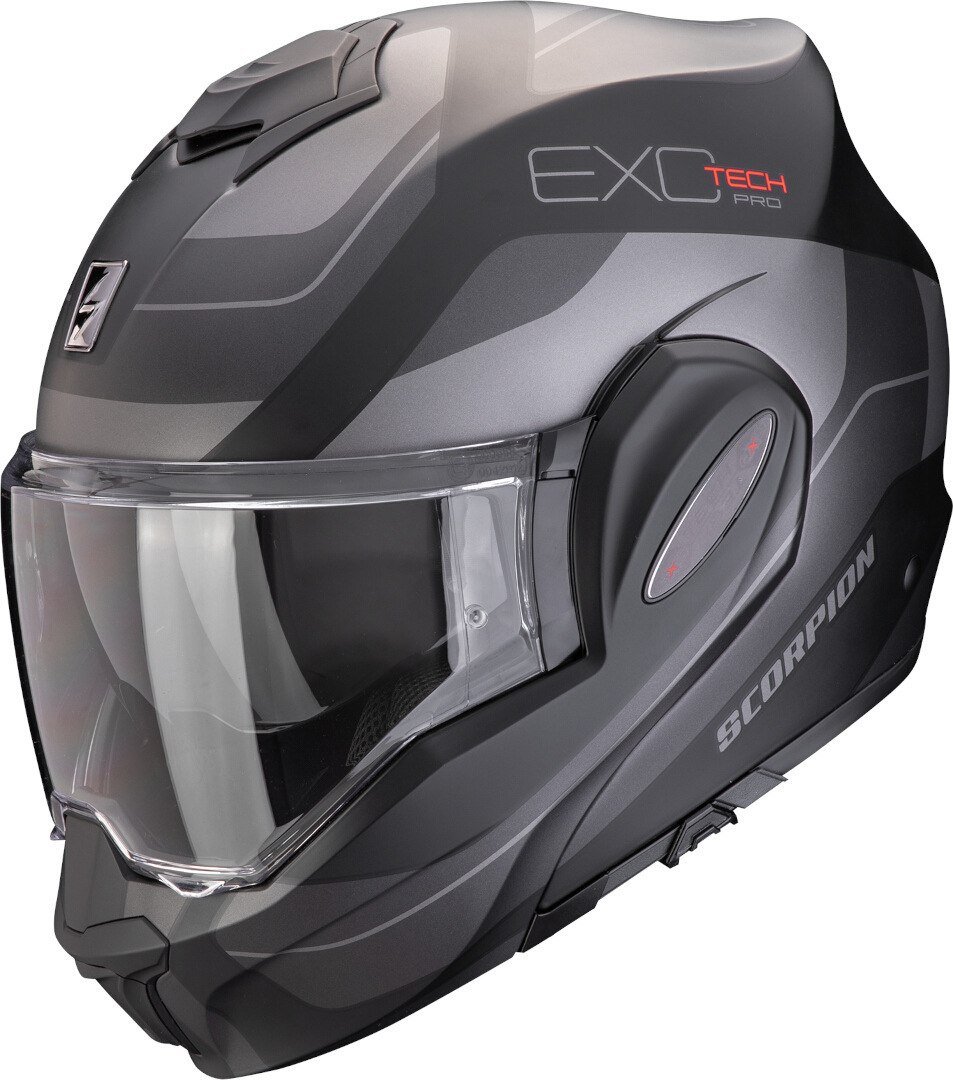 

Мотошлем Scorpion Exo Exo-Tech Evo Pro Commuta (р. XL, черный матовый/серебристый)
