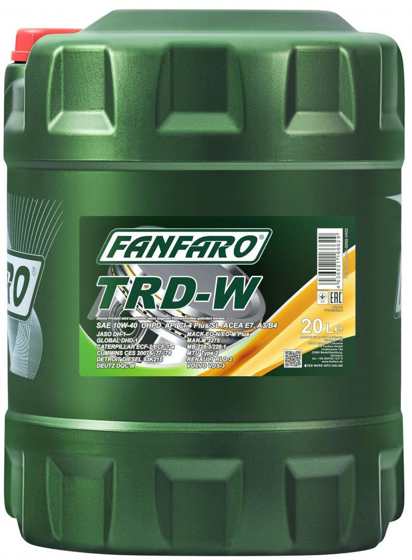 

Моторное масло Fanfaro TRD-W UHPD 10W-40 20л