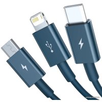 Кабель Baseus CAMLTYS-03 USB-A - Lightning/microUSB/USB Type-C (1.5 м, синий)