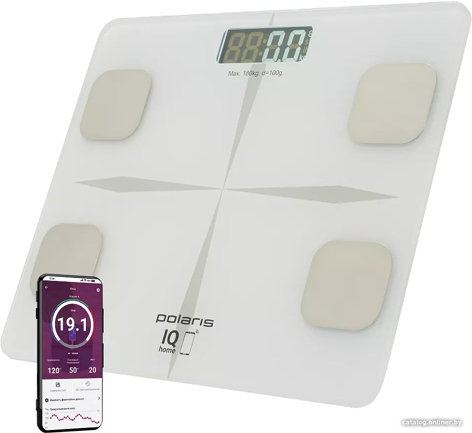 Умные напольные весы Polaris PWS 1894 IQ Home (белый)