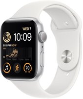 Apple Watch SE 2 44 мм (алюминиевый корпус, серебристый/белый, спортивные силиконовые ремешки S/M + M/L)