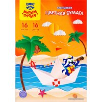 Набор цветной бумаги Мульти-пульти Приключения Енота БЦм16-16_31600 (16цв)