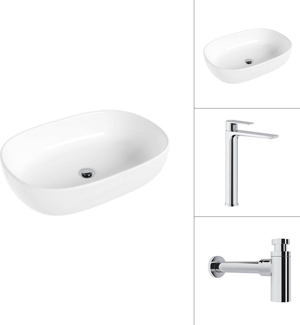 

Умывальник Lauter 21836 + Reef 21CK8678C с сифоном 21635CH (хром)