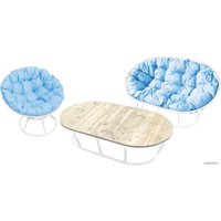 Набор садовой мебели M-Group Мамасан, Папасан и стол 12130103 (белый/голубая подушка)