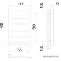 Полотенцесушитель TERMINUS Аврора П6 400x600 бп (хром)