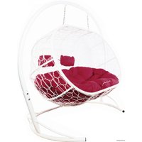 Подвесной диван M-Group Лежебока 11180102 (с белым ротангом/бордовая подушка)
