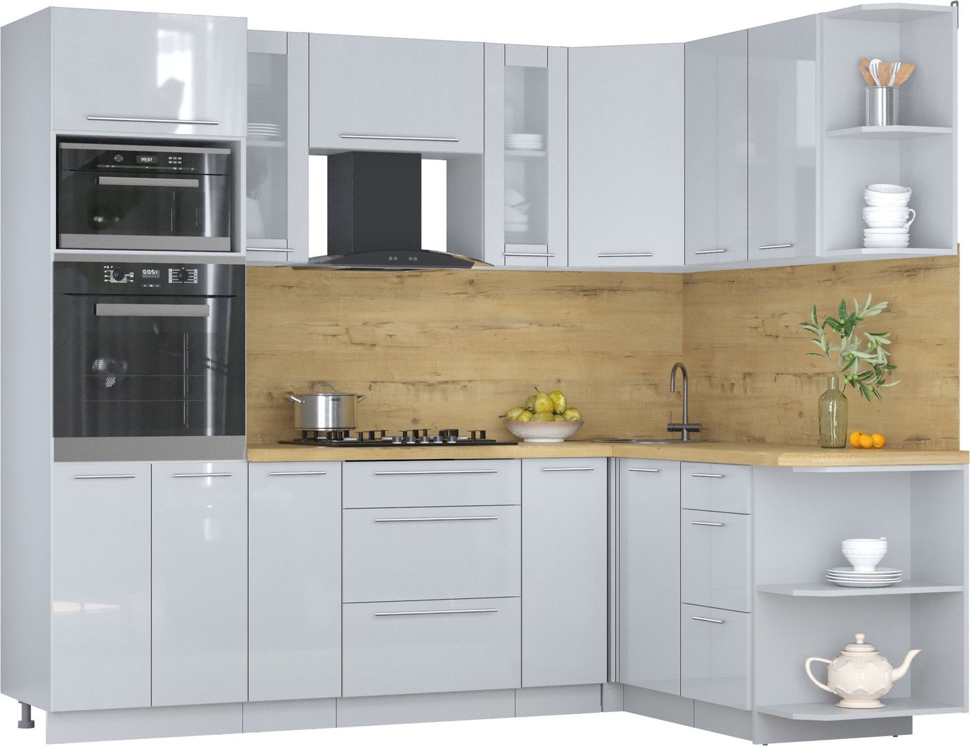 

Готовая кухня Интерлиния Мила Пластик 1.68x2.4 PR (туманный глянец/туманный глянец/дуб бунратти)