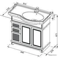  Aquanet Тумба с умывальником Луис 90 R (белый) [00176925+00176639]