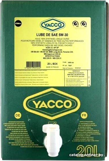 Моторное масло Yacco Lube DE 5W-30 20л