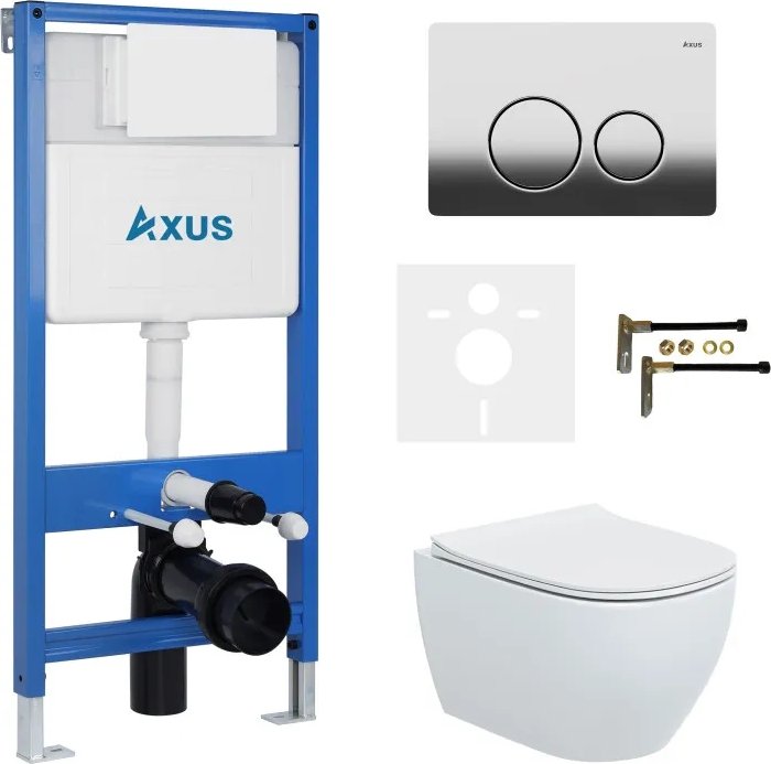 

Унитаз подвесной Axus 2318 с инсталляцией 011D и кнопкой 097IC