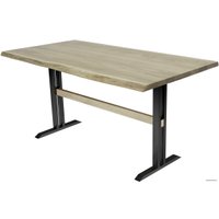 Кухонный стол Buro7 Двутавр 150 (с обзолом, дуб беленый/черный)