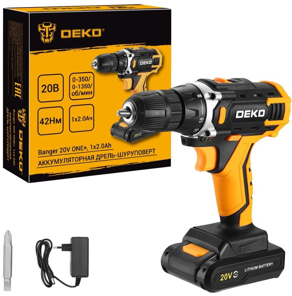 

Дрель-шуруповерт Deko Banger 20V ONE+ 083-1116 (с 1-им АКБ)