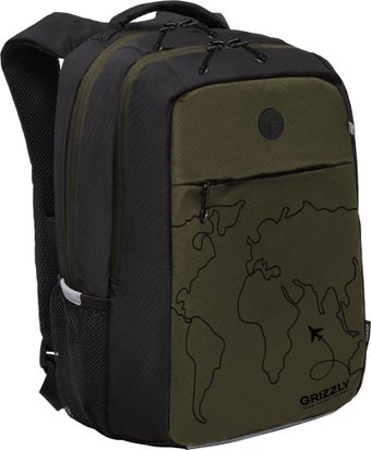 Школьный рюкзак Grizzly RB-556-5 (черный/хаки)