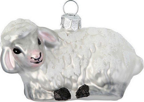 

Елочная игрушка Inge's Christmas Figural Glass Ornaments. Овечка лежащая 64861H120