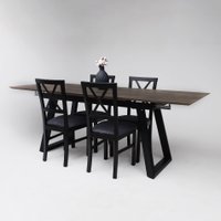 Кухонный стол ОКА Сангай 136-196x80x80 (дуб галифакс/черный)