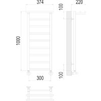 Полотенцесушитель TERMINUS Контур П9 300x1000 с полкой (хром)