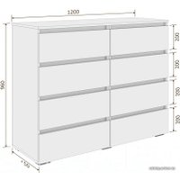 Комод Кортекс-мебель Бари 120 8ш (белый/белый/белый)