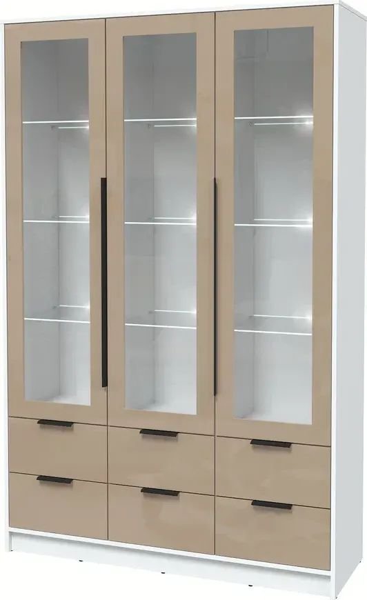 

Шкаф-витрина Интерлиния Концепт КТ-ШВ3 с подсветкой Глосс (белый платинум/капучино глянец)