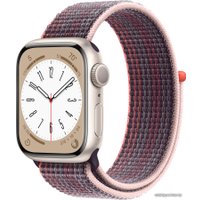 Умные часы Apple Watch Series 8 41 мм (алюминиевый корпус, звездный свет/бузина, нейлоновый ремешок)