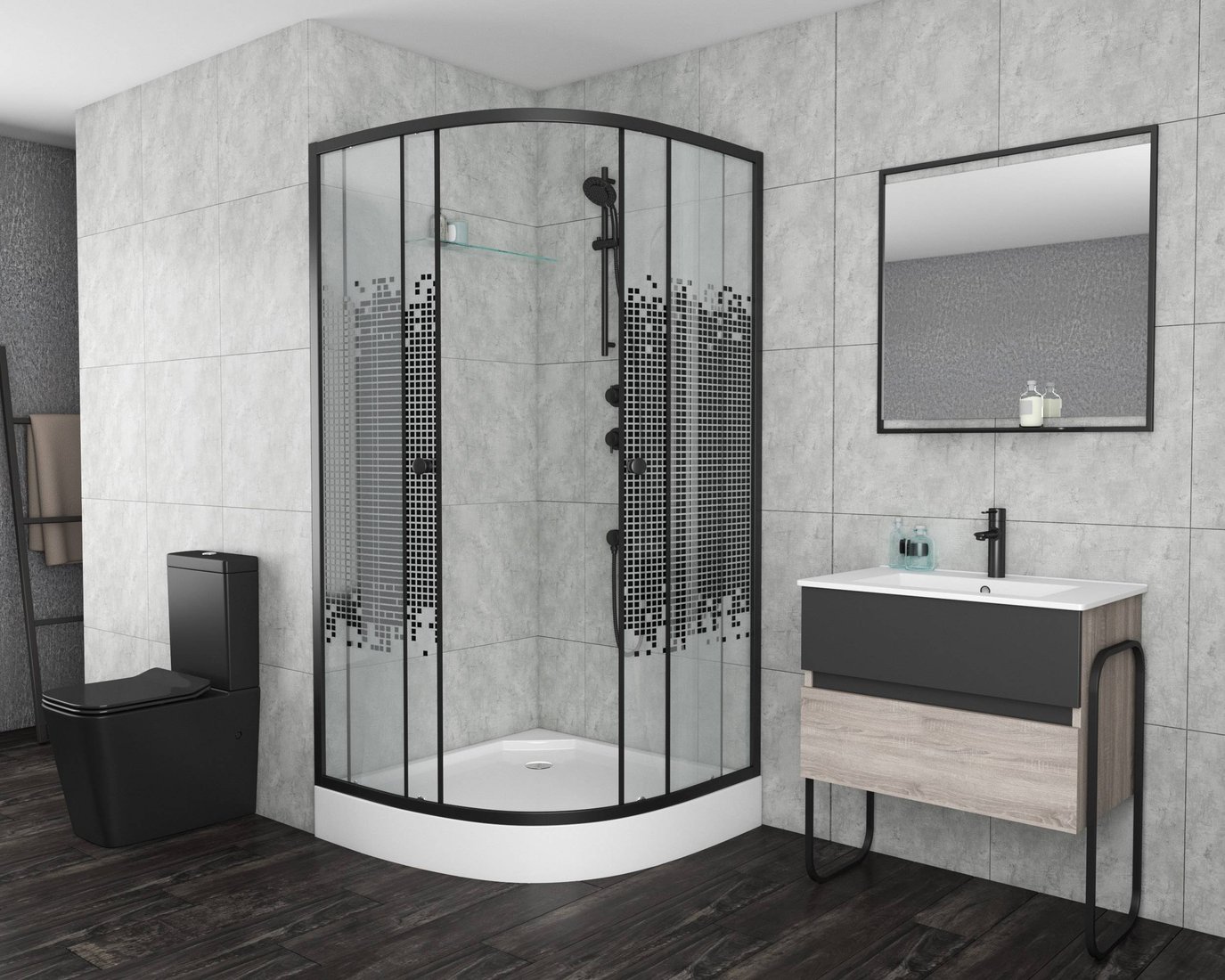 

Душевой уголок Niagara NG-007-14BLACK 90x90x195