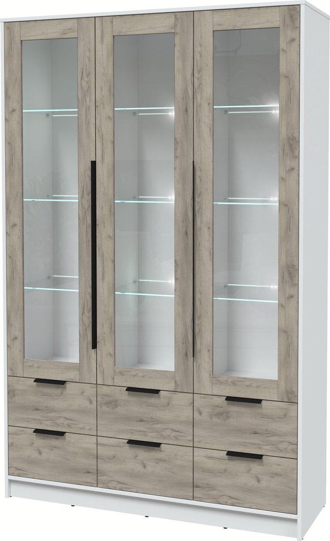 

Шкаф-витрина Интерлиния Концепт КТ-ШВ3 с подсветкой (дуб серый/белый платинум)