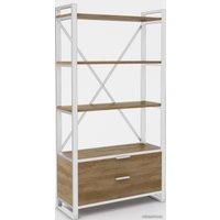 Стеллаж Hype Mebel Стандарт Люкс 80x170 (белый/дуб галифакс олово)