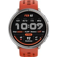 Умные часы Amazfit Active 2 (серебристый, с оранжевым силиконовым ремешком)