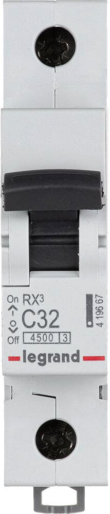 

Выключатель автоматический Legrand RX3 1P C 32A 4.5кА 1M 419667