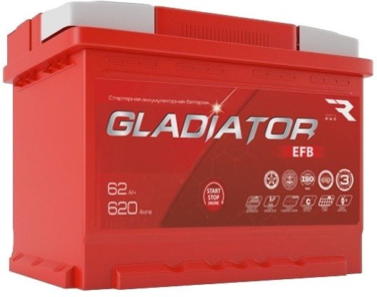 

Автомобильный аккумулятор Gladiator EFB 62 L+ (62 А·ч)