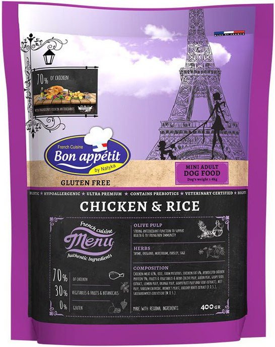 

Сухой корм для собак Bon Appetit Dog Adult Mini Chicken & Rice 400 г