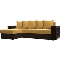 Угловой диван Лига диванов Дубай лайт левый (микровельвет желтый/коричневый)
