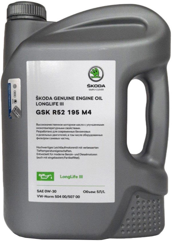 

Моторное масло Skoda LongLife III 0W-30 5л GSKR52195M4