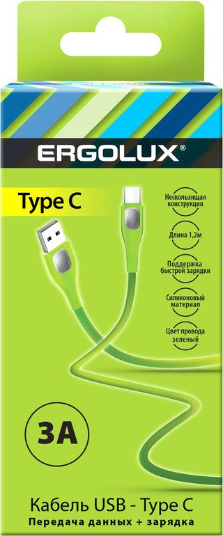 

Кабель Ergolux ELX-CDC02-C05 USB Type-A - USB Type-C (1.2 м, зеленый)