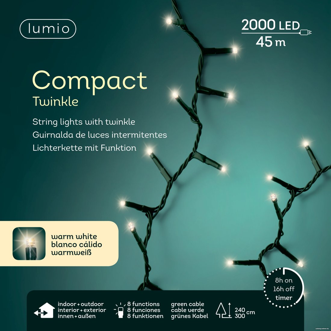 Светодиодная гирлянда Lumio Compact 2000 Led 595360 (45 м)