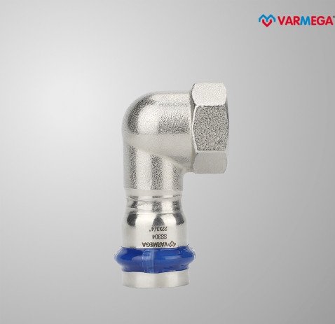 Фитинг Varmega Угольник раструбный Inox Press с внутренней резьбой 15x1/2 VM714001504