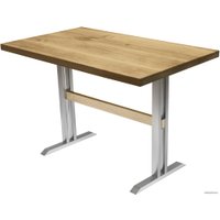 Кухонный стол Buro7 Двутавр 110 (классика, дуб натуральный/серебро)