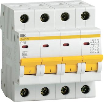 IEK ВА47-29 4Р 25А 4.5кА С MVA20-4-025-C