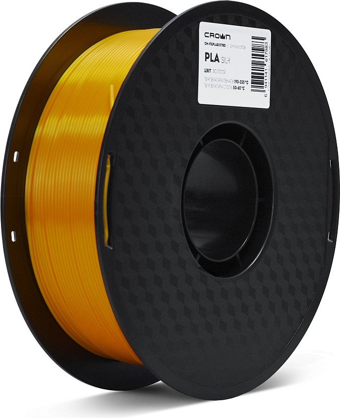 Филамент Crown PLA Silk CM-FILPLAS007Gd (1.75мм, 1кг, золотой)