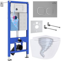 Унитаз подвесной Roxen Antares Tornado в комплекте с инсталляцией StounFix Dual Fresh 6 в 1 968387 (кнопка: хром матовый)