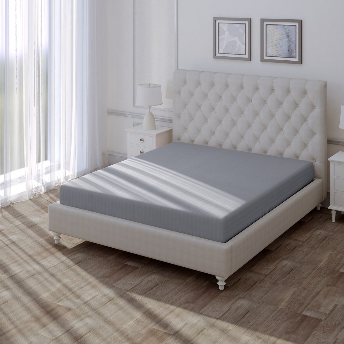 Простыня Нордтекс Verossa Stripe на резинке 180x200x30 925742 (Silver moon)