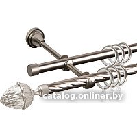 Карниз для штор АС ФОРОС Grace D16K/16Г + наконечники Шишка (2.4м, сатин)