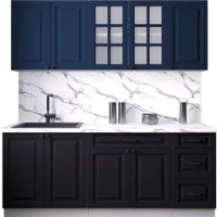 Готовая кухня Интерлиния Мила Деко 2.0А (черный/индиго/белый гранит) в Могилеве