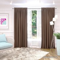 Комплект штор ИП Романович Е.Ю. Светонепроницаемые блэкаут на ленте 2x2.6 м (шоколад, 2 шт)
