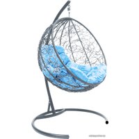 Подвесное кресло M-Group Круг 11050303 (серый ротанг/голубая подушка)