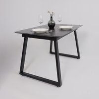 Кухонный стол Lepremo AV 1208 HPL+МДФ раздвижной 1200-1600x800 (черный тунис/черный)