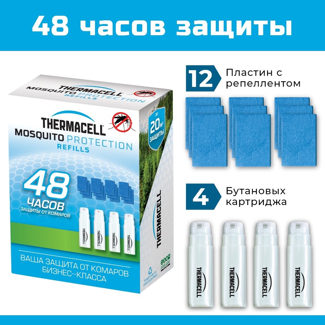 

Набор картриджей ThermaCELL 4 газовых картриджа + 12 пластин