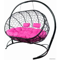 Подвесной диван M-Group Лежебока 11180408 (с черным ротангом/розовая подушка)
