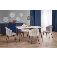 Кухонный стол Halmar Emilio 140 140/80/76 (белый мрамор/черный)