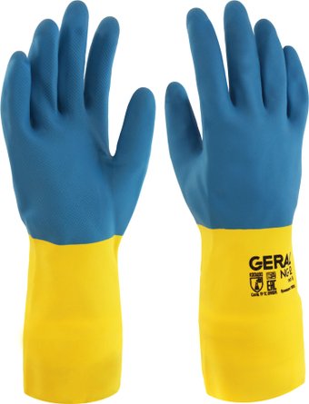 Неопреновые перчатки Geral КЩС G200008 (р.10, желто-синий)