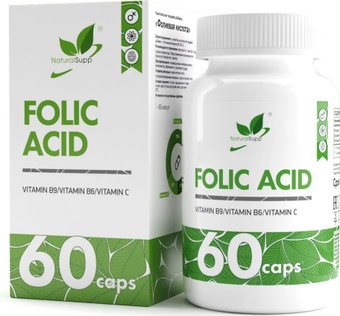 Витамины, минералы NaturalSupp Фолиевая кислота Vitamin В9/Folic Acid B9 veg (60 вег. капсул)